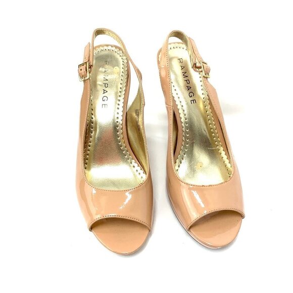 Rampage Flanders Nude Open Toe Slingbacks High Heel Shoes Faux Leather Size 9.5 - Picture 10 of 10